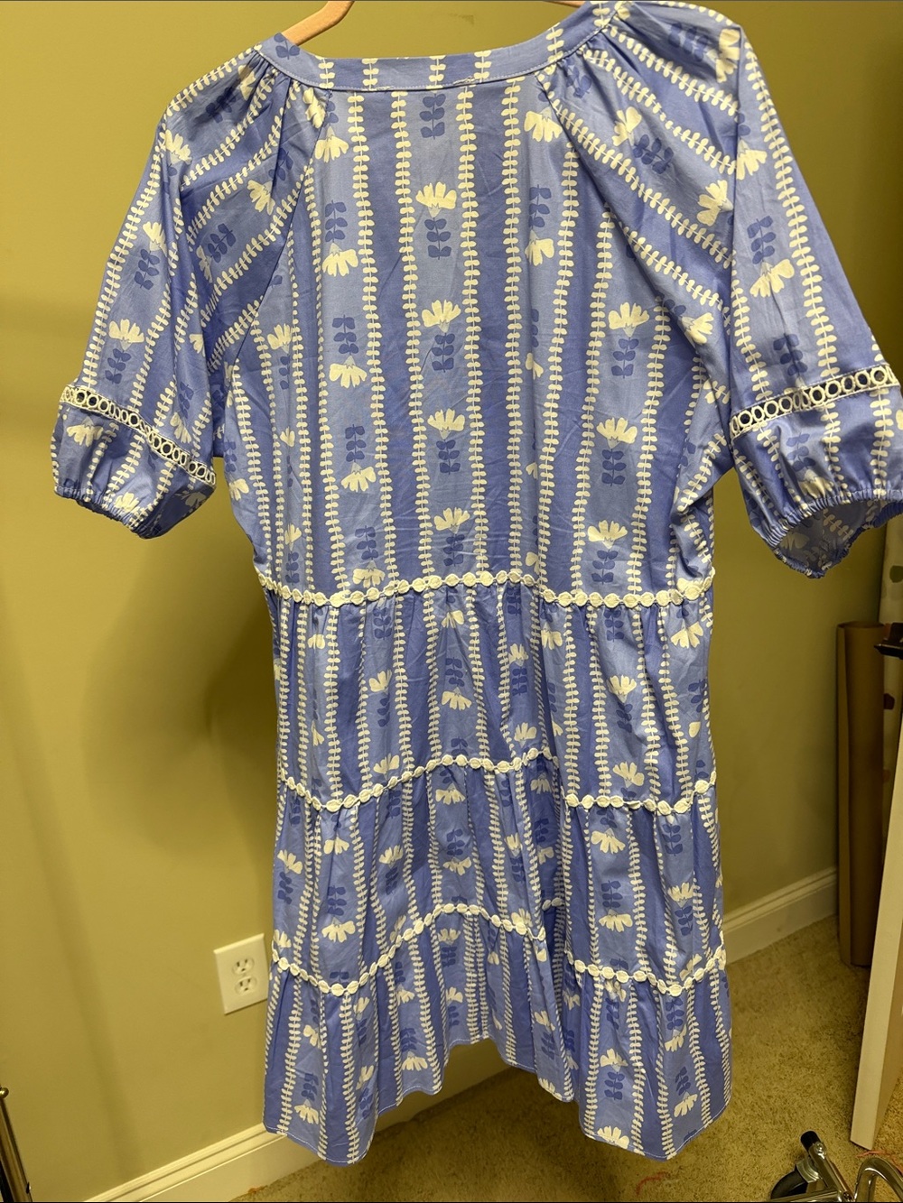 Michelle McDowell Blue and White Floral Tiered Popover Dress - Picture 2 of 2